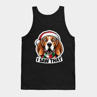 I Saw That meme Beagle Dog Happy Holidays Christmas Hat Tank Top